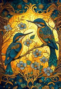 Dreaming Kingfishers in gold by Whale & Sons