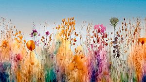 Aquarell von Blumen im Gras 5