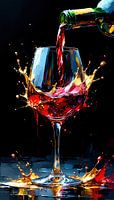 Un verre à vin entre l'or liquide, les éclaboussures de rubis et la dignité du moment