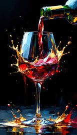 Weinglas mit Rotwein von AidasignArt