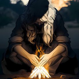 Eenzaamheid bij maanlicht van Vythryd Arts