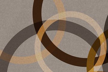 Abstract organic shapes in brown, ocher, beige. Modern geometry in retro style no. 8 by Dina Dankers