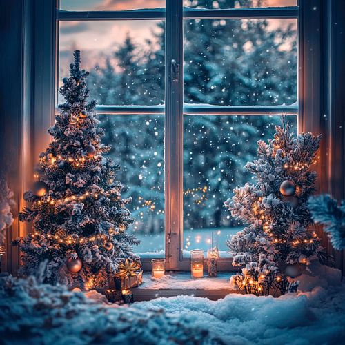 Winterliche Fensterdekoration