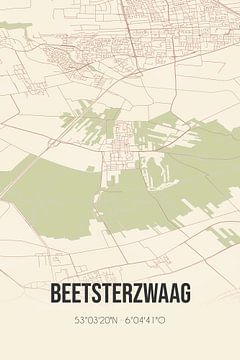Vintage landkaart van Beetsterzwaag (Fryslan) van Rezona