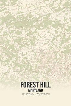 Vintage landkaart van Forest Hill (Maryland), USA. van MijnStadsPoster