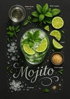 Mojito Cocktail Poster - Rum, Limette und Minze