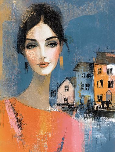 Radiant Woman in the City by Abstract Painting