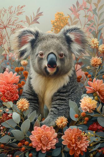 Merry Encounter - Koala among the Flowers
