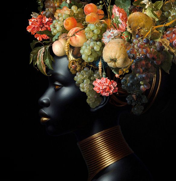 a Portrait in Gold and Fruit par Marja van den Hurk