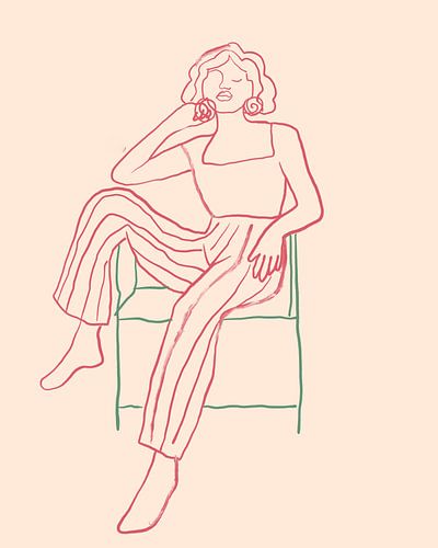 Portrait moderne en rouge et vert