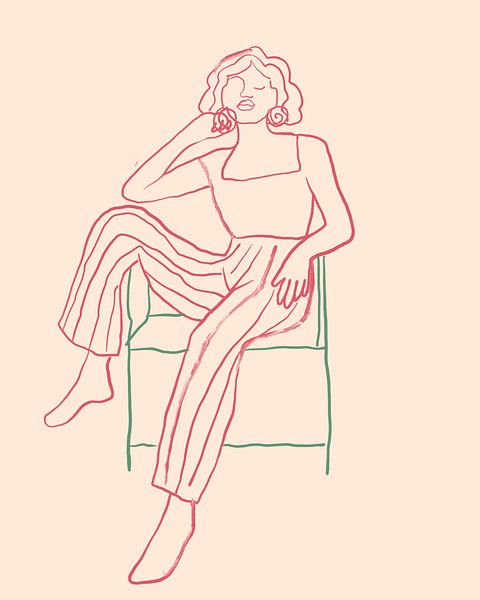 Modern portrait in red and green by Studio Allee