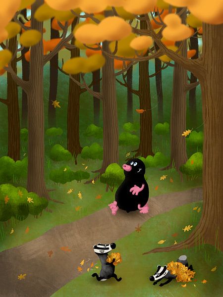Taupe dans la forêt d'automne par Studio Zandman