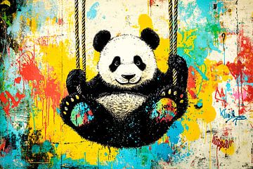 Schommelende panda in kleuren van Art & Soul Creations