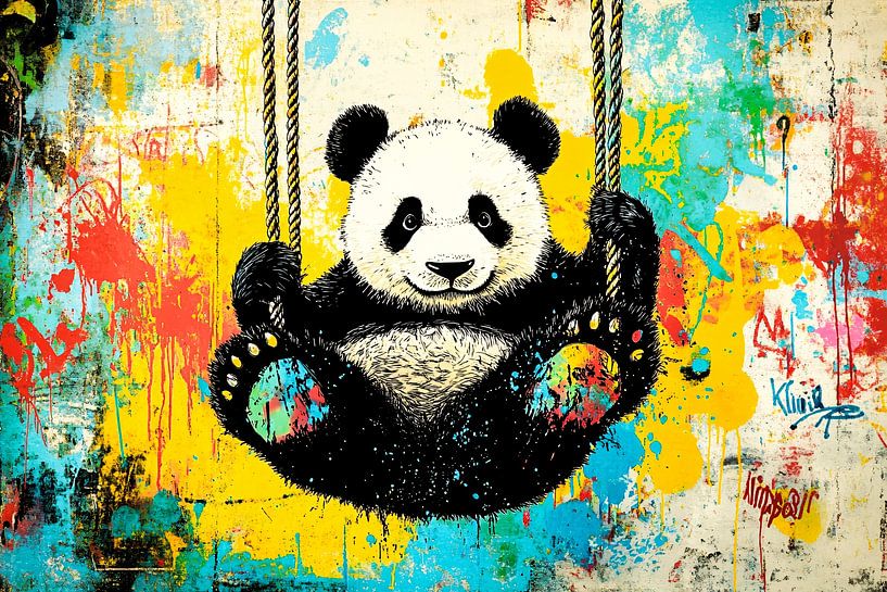 Schommelende panda in kleuren van Art & Soul Creations