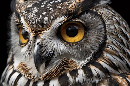 Hyperrealistische close-up van een uil