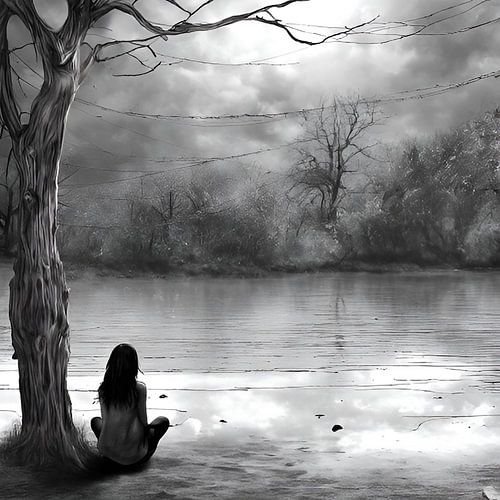 All alone by the riverside