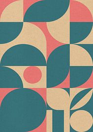 Retro 70s living. Abstract geometric art in light blue, pink, white II by Dina Dankers