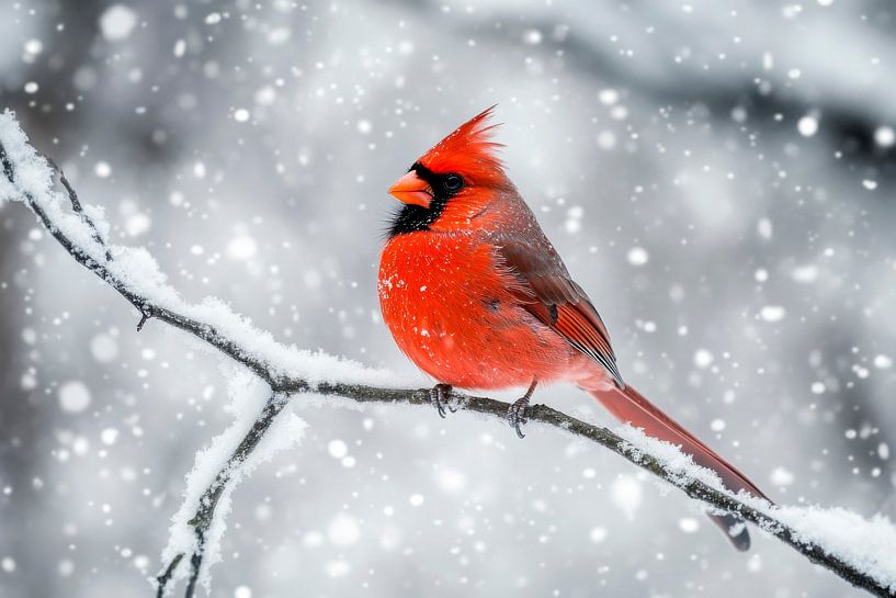 Red cardinal in the snow by Poster Art Shop