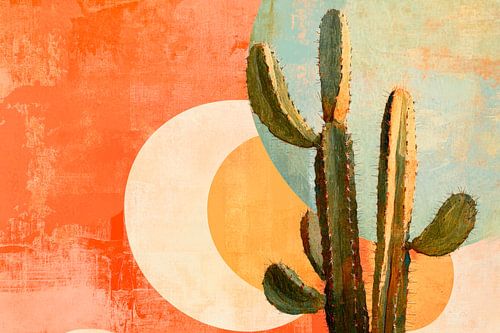 Cactuskunst tegen een kleurrijke achtergrond