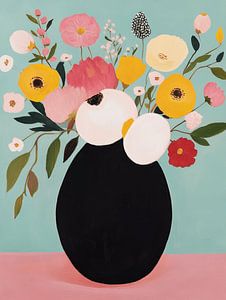 Buntes Stillleben, Vase mit Blumen