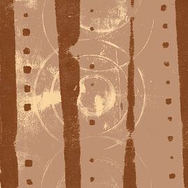 Modern abstract art. Organic shapes in dark ocher, beige and off white by Dina Dankers