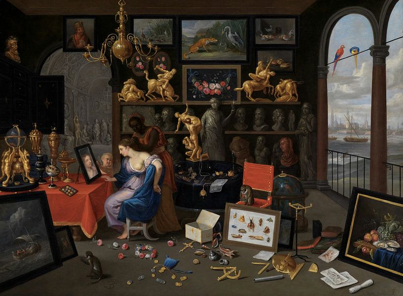 A Cabinet of Curiosities with Venus at the Toilet, Jan van Kessel by Masterful Masters