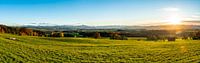 Panoramisch uitzicht over de Allgäu tot in het Illertal bij zonsondergang van Leo Schindzielorz thumbnail