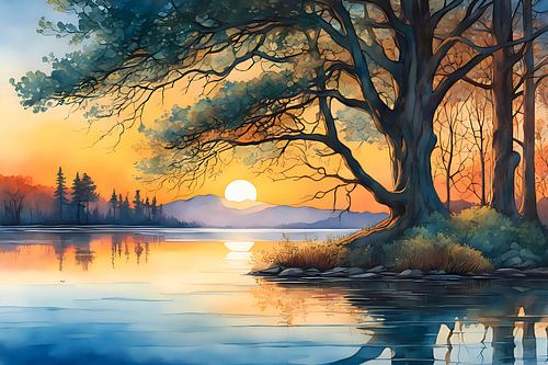 Enchanting Sunset - A Decorative Watercolour