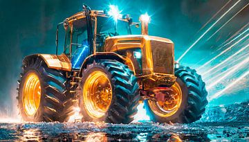 Goudkleurige tractor met elektromotor van Mustafa Kurnaz