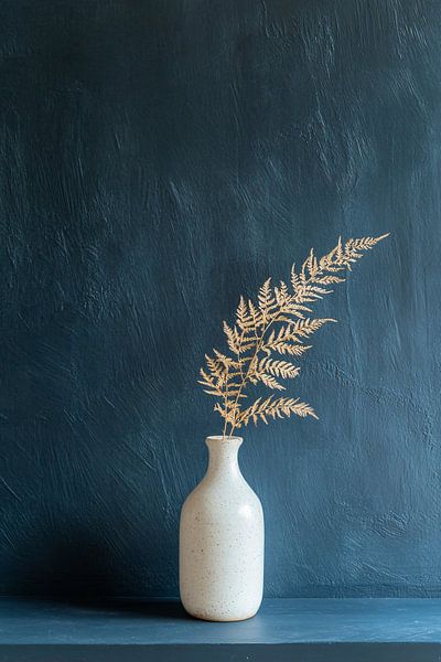 Minimalist vase with dry leaf by Imperial Art House