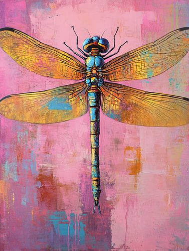 Summer Colourful Dragonfly Painting