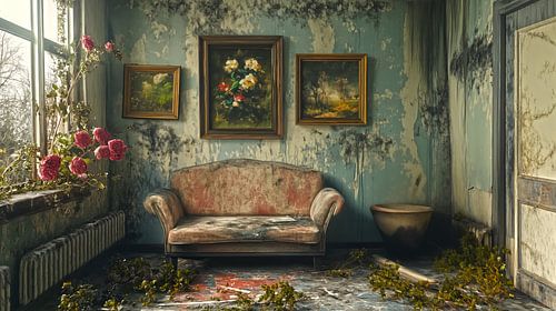 De verlaten woonkamer