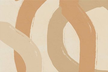 Wabi-sabi-lijnen in beige en bruin. van Dina Dankers