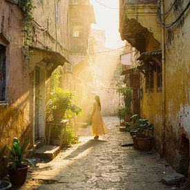 Zonlicht in sfeervolle oude steeg van But First Framing