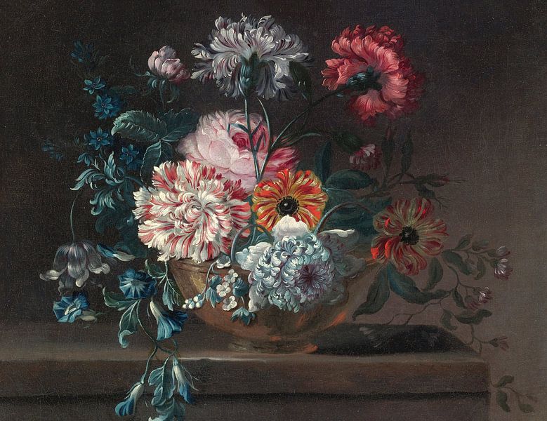Stillleben mit Nelken und anderen Blumen, Jean-Baptiste Monnoyer von Meesterlijcke Meesters