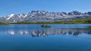 Dragon in a mountain lake by HEUBEERE Cartoons