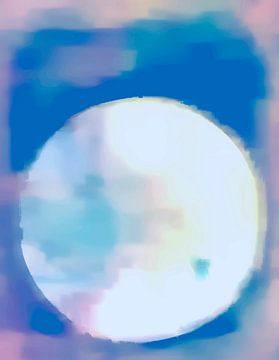Lune douce dans le ciel bleu de la nuit Pop Art Bleu sur FRESH Fine Art