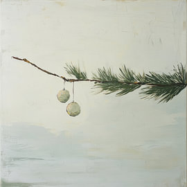 Dezente Tannenzweige in sanftem Creme-Schimmer