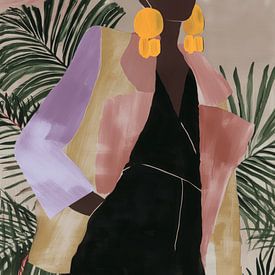 Abstract woman with yellow earrings by Carla Van Iersel