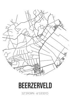 Beerzerveld (Overijssel) | Karte | Schwarz und Weiß von Rezona