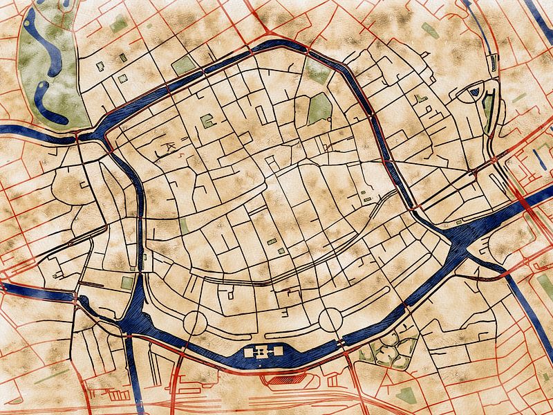 Map of Groningen centrum with the style 'Serene Summer' by Maporia