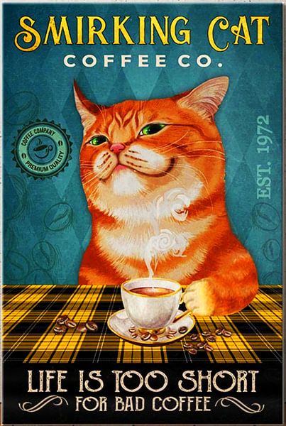 Vintage Katze und Kaffee von Maria Blair
