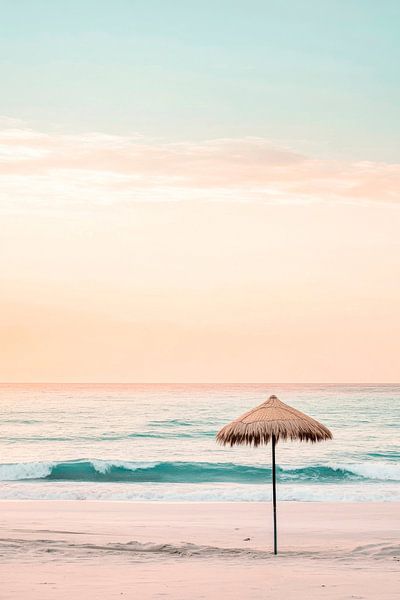 Calme au bord de la mer avec parasol par Poster Art Shop
