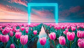 Tulpen met blauwe verlichting