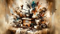 Koffiemolen in een artistieke explosie