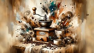 Kaffeemühle in kunstvoller Explosion
