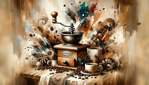 Koffiemolen in een artistieke explosie