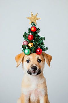 Kerst puppy van Poster Art Shop