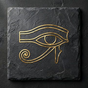 Golden Eye of Horus on Dark Slate: Ancient Egyptian Symbol by Clay Artista