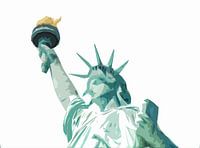 The Statue of Liberty isolated on white background. Flat drawing style